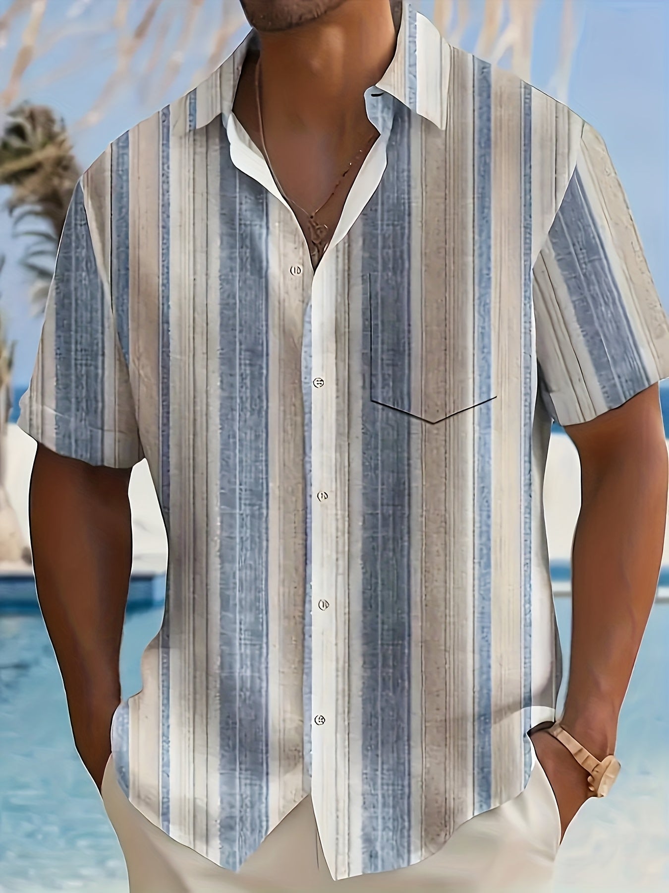 Chemise décontractée à rayures pour homme