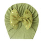 Turban en Coton avec Grand Nœud à Pois Dorés, coloris Vert
