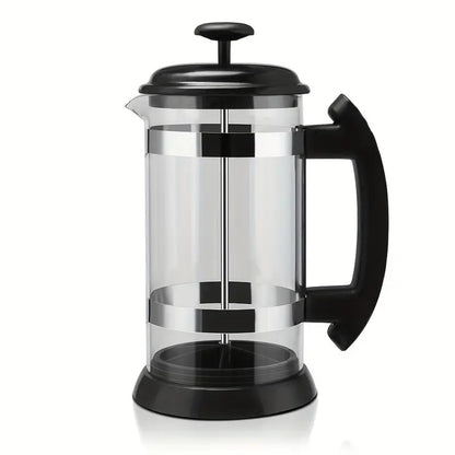 Cafetière à Piston en Verre Borosilicate – French Press Manuelle pour Café ou Thé, Filtration Inox et Poignée Antidérapante
