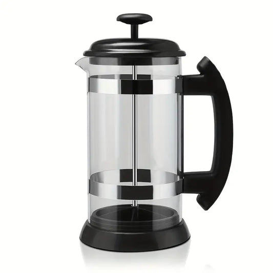 Cafetière à Piston en Verre Borosilicate – French Press Manuelle pour Café ou Thé, Filtration Inox et Poignée Antidérapante