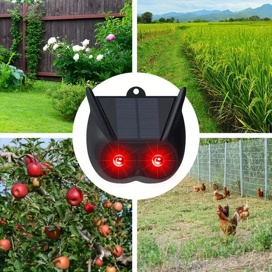 Répulsif à Ultrasons Solaire avec LED Rouges – Dispositif Anti-Animaux Sauvages pour Jardin, Éloigne Renards, Cerfs, Lapins et Chats