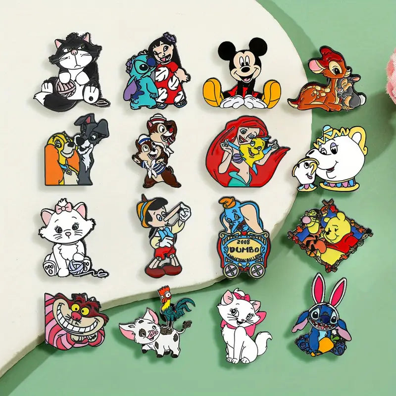 Lot de Broches Disney Enfant – Pins Mickey, Stitch, Bambi, La Petite Sirène, Winnie et Personnages Classiques