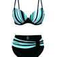 Bas de bikini taille haute gainant – Rayures multicolores et ceinture effet ventre plat pour silhouette affinée