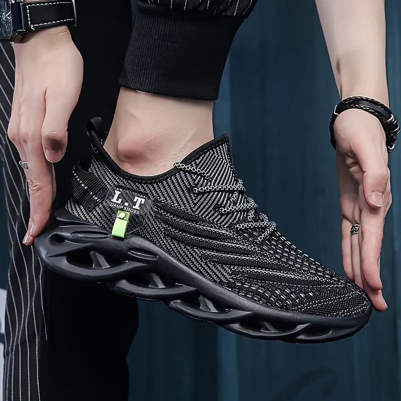 Chaussures de sport homme noires – Baskets respirantes running et plein air avec semelle amortissante
