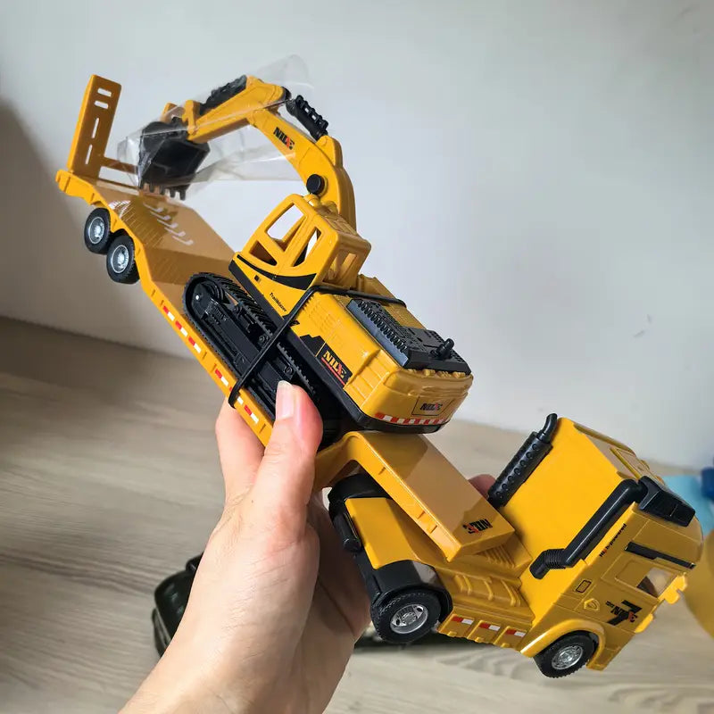 Camion Porteur avec Engins de Chantier et Tank – Accessoire Miniature Original pour Montre