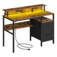 Bureau Gamer LED avec Rangement – Table Informatique Ergonomique pour Setup Gaming RGB