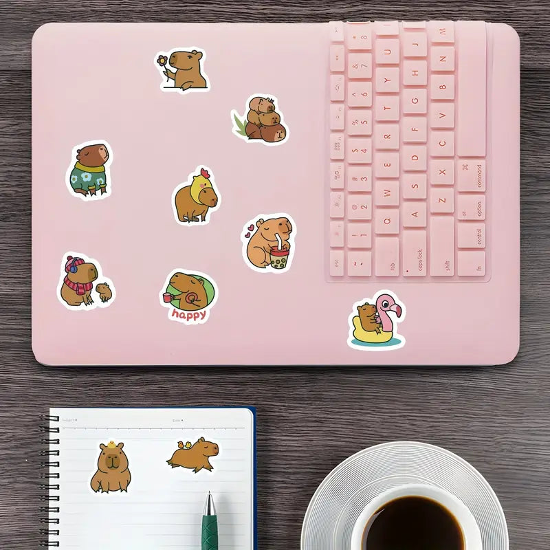 Autocollants Capybara Kawaii – Stickers Mignons et Amusants pour Ordinateur Portable et Tablette