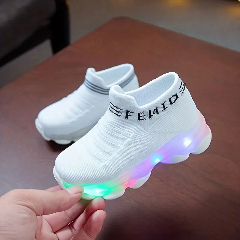 Baskets lumineuses fille – Chaussures de sport respirantes avec semelle LED colorée