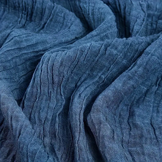 Écharpe homme bleu denim – Foulard long en coton léger avec finitions effilées