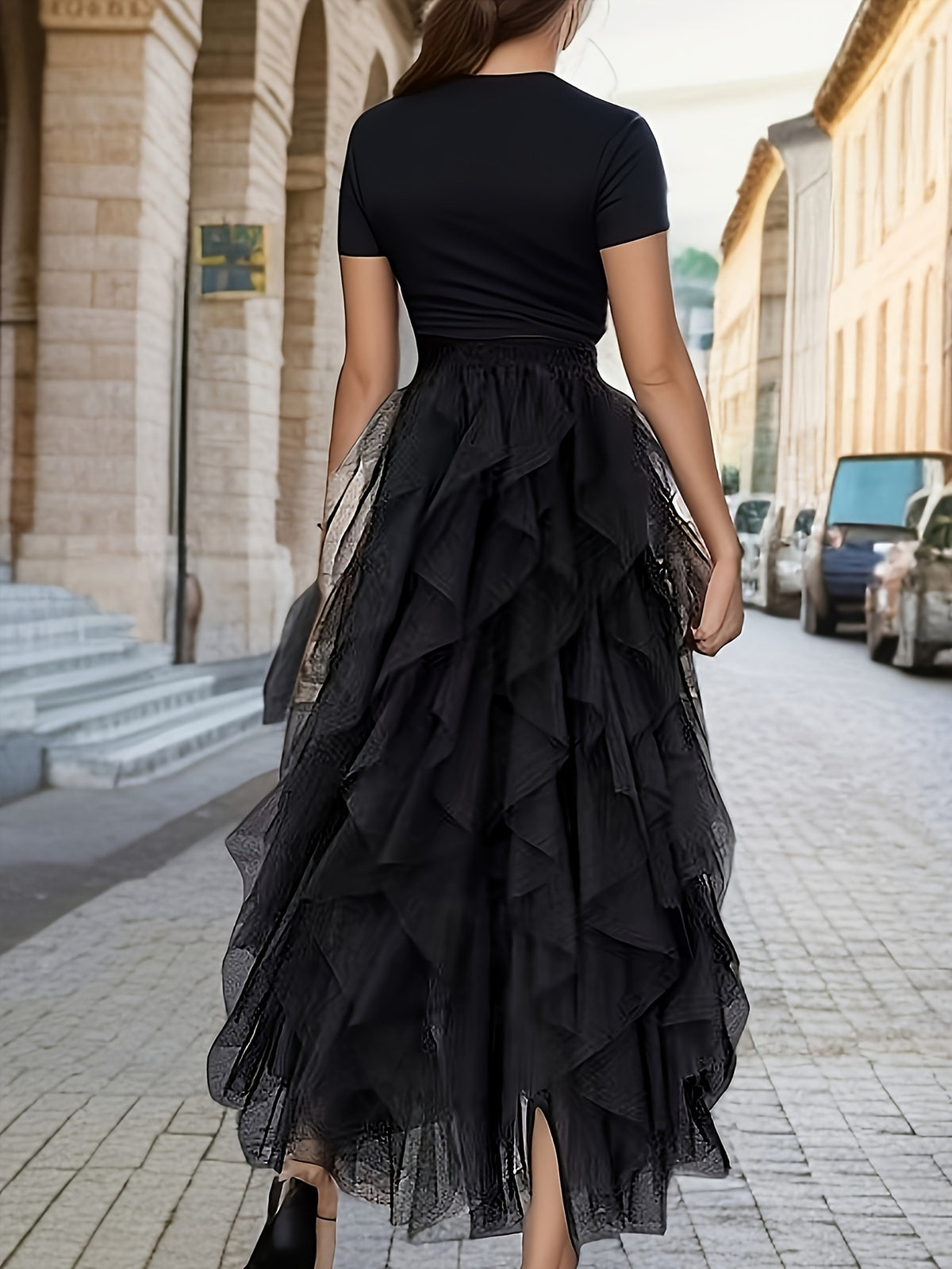 Jupe Tutu à Volants – Taille Élastique & Superposition de Tulle