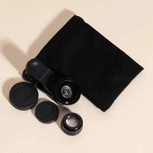 Kit Objectif Smartphone avec Clip – Lentille Grand Angle, Macro et Fisheye avec Pochette de Rangement