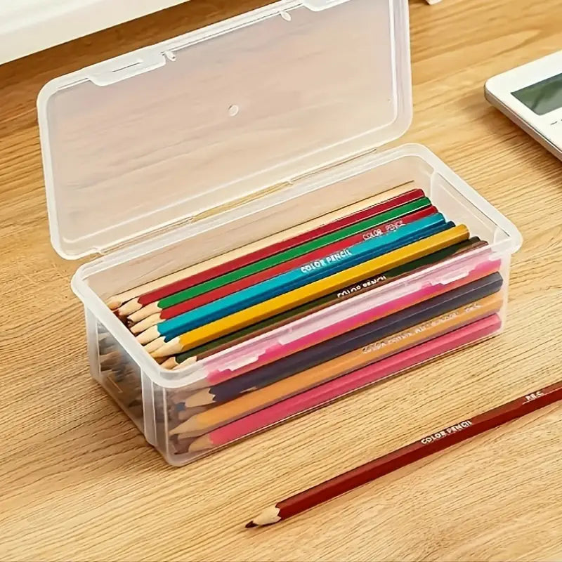 Boîte de rangement transparente pour crayons et marqueurs – Organiseur empilable pour fournitures scolaires et de bureau