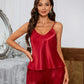 Pyjama Sexy Femme en Satin – Ensemble Lingerie de Nuit 2 Pièces avec Débardeur à Bretelles et Short Dentelle