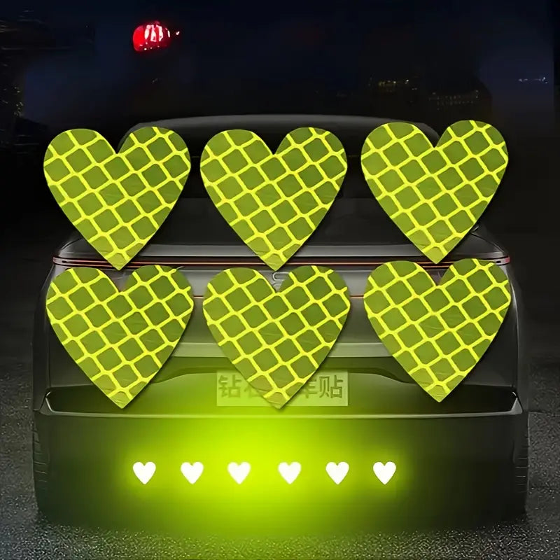Autocollants Voiture Réfléchissants Cœur Jaune – Stickers Sécurité et Décoration Rétro-Réfléchissants Pare-Chocs et Portières