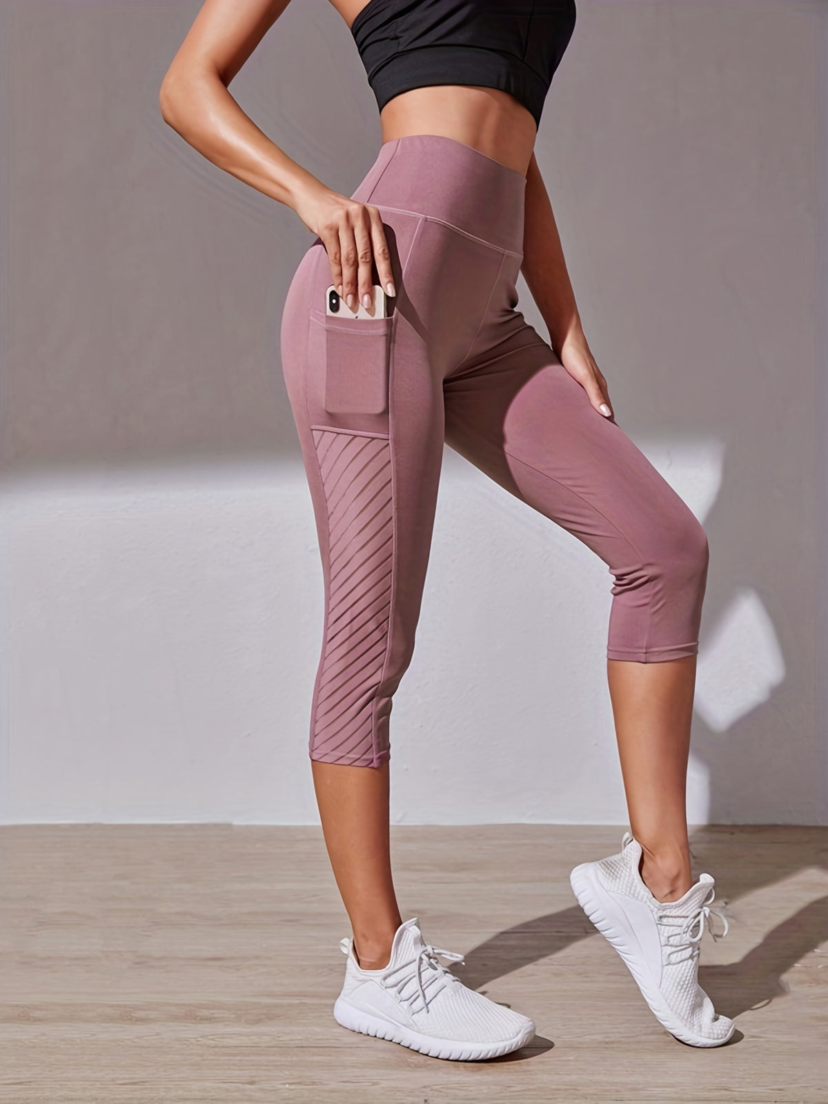 Pantalon Capri de Sport de Levage de Hanche de Contrôle de Ventre