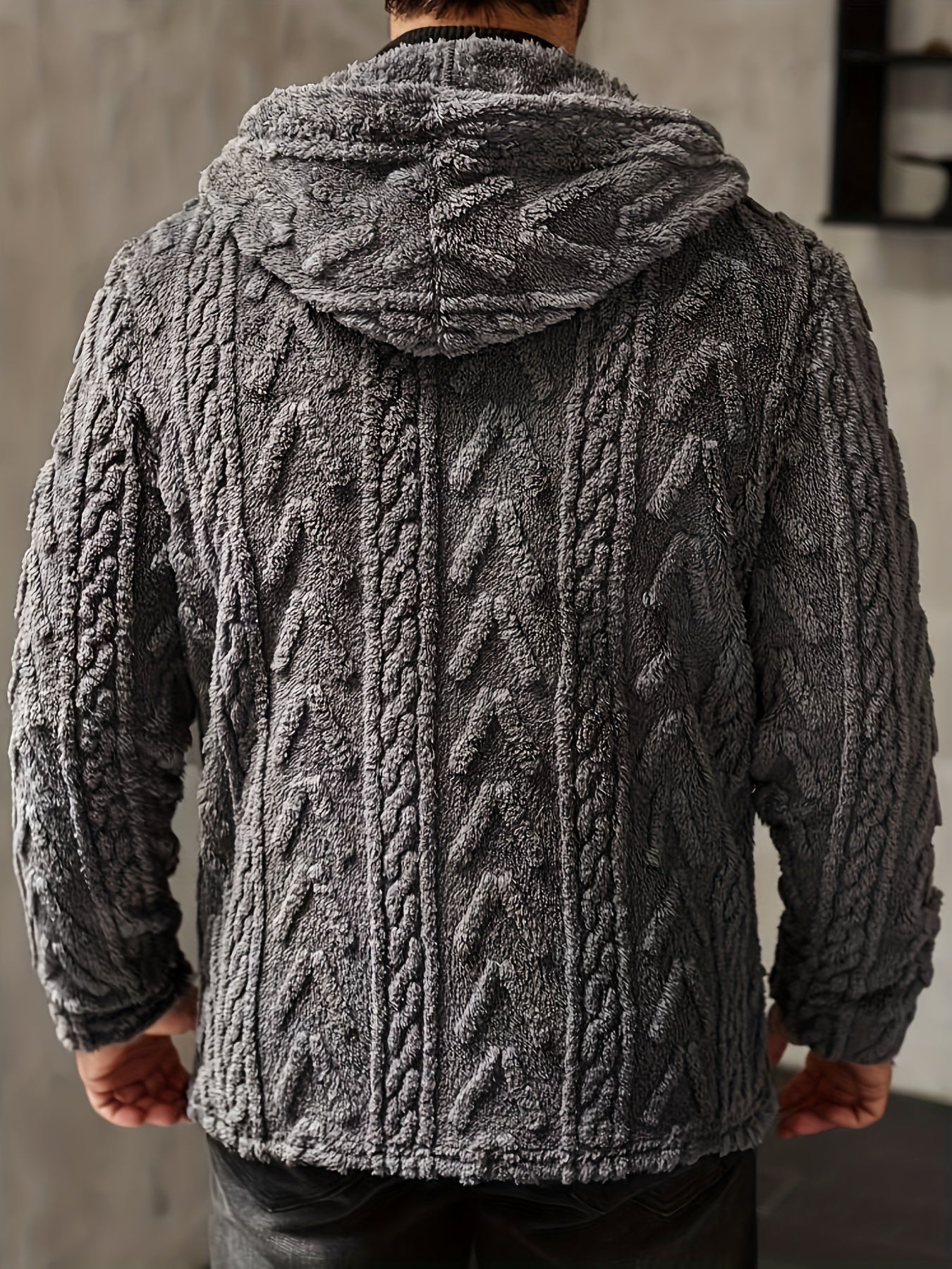 Veste à capuche décontractée de couleur unie pour homme grande taille