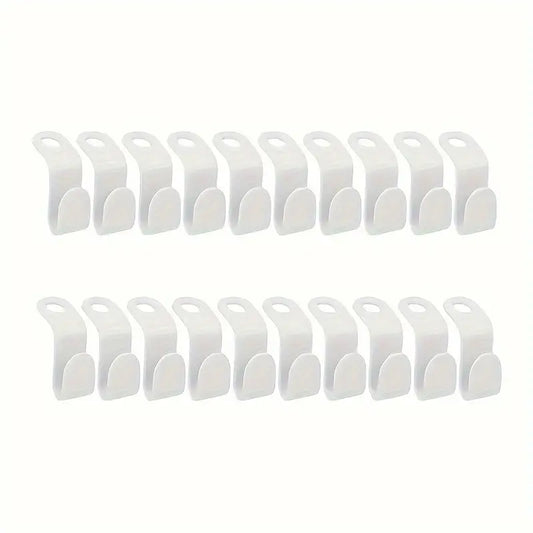 Lot de 20 Crochets Auto-adhésifs en Plastique – Fixation Murale sans Perçage pour Câbles, Rideaux ou Ustensiles