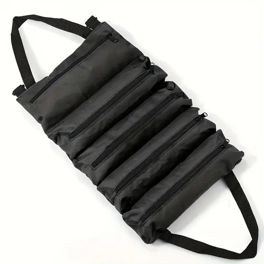 Trousse de Rangement en Rouleau avec Poches Zippées – Sac Organisateur Portable pour Outils et Accessoires – Collection Boîtes à Outils et Accessoires