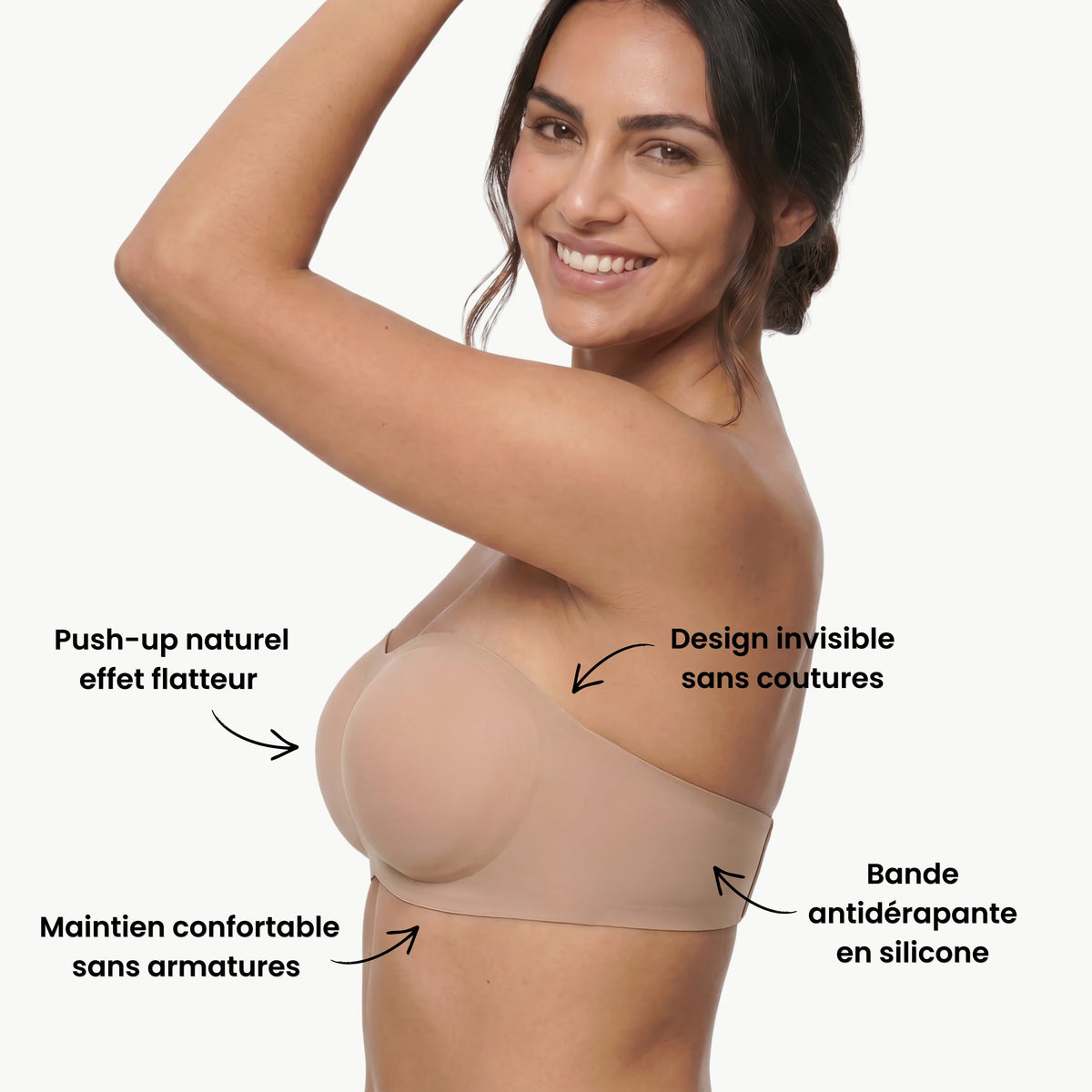 Soutien-Gorge Bandeau Sans Bretelles Invisible – Push-Up Léger Anti-Glisse