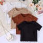 T-shirt Fille Côtelé Manches Courtes – Hauts Enfant Confortables et Tendance en Lot Multicolore