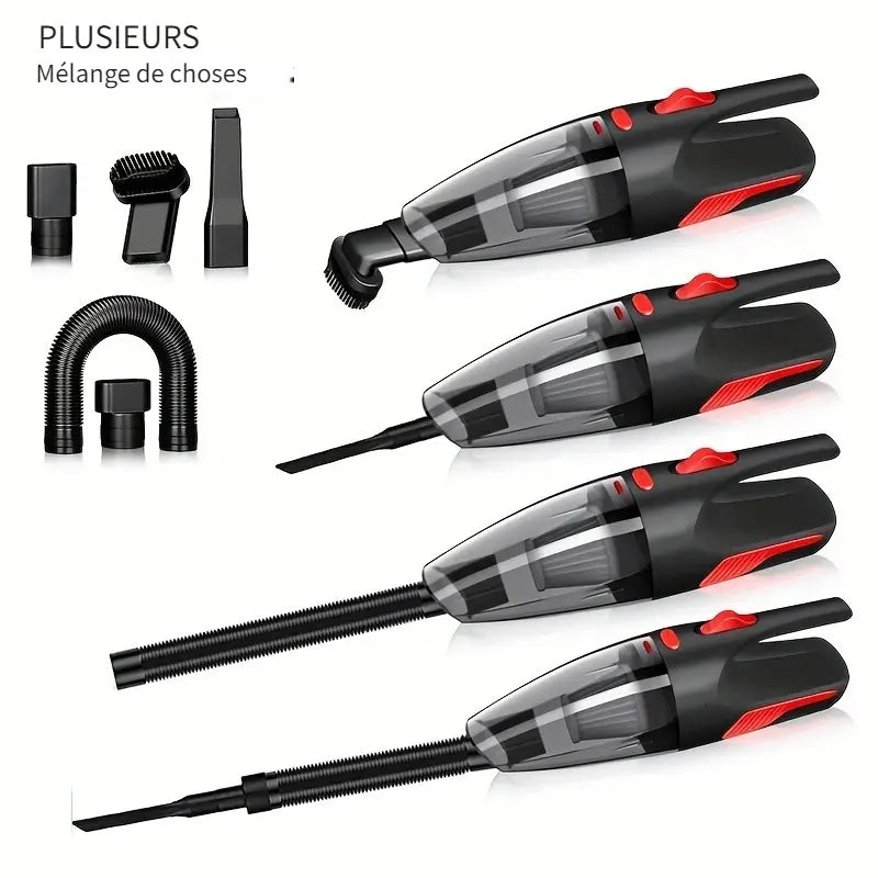 Aspirateur portatif puissant pour voiture – Entretien intérieur avec embouts multifonctions et câble USB