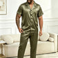 Ensemble pyjama 2 pièces grande taille pour homme en tissu fibre vert