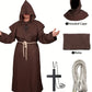 Robe de moine médiévale homme – Costume fantaisie religieux avec capuche et corde