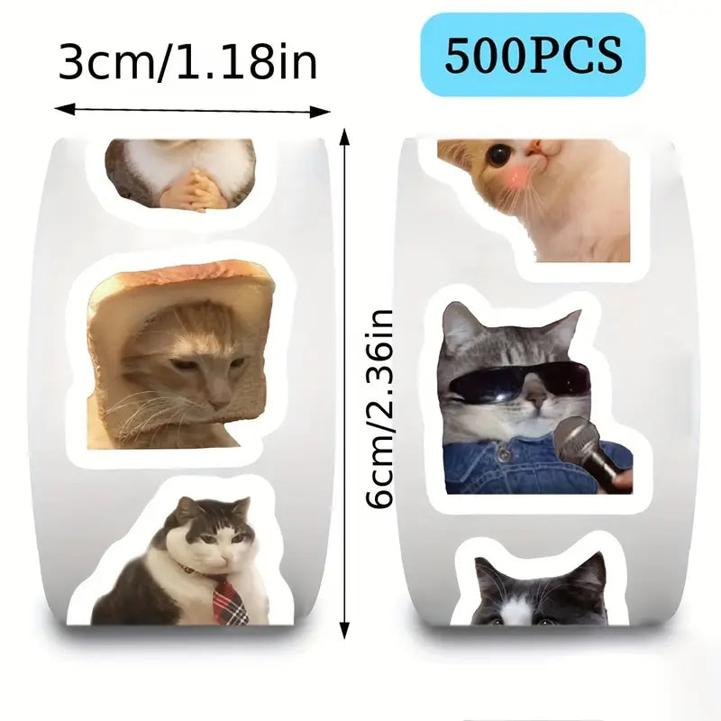 Autocollants Drôles de Chats – Stickers Amusants en Rouleau pour Ordinateur Portable, Tablette et Décoration DIY