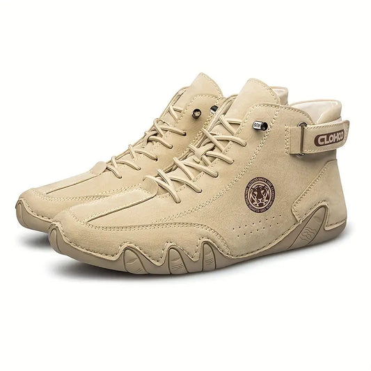 haussures montantes homme en cuir gris – Baskets de randonnée confort et plein air