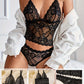 Ensemble Lingerie Sexy Femme en Dentelle Transparente – Top Bralette Sans Armatures et Culotte Assortie