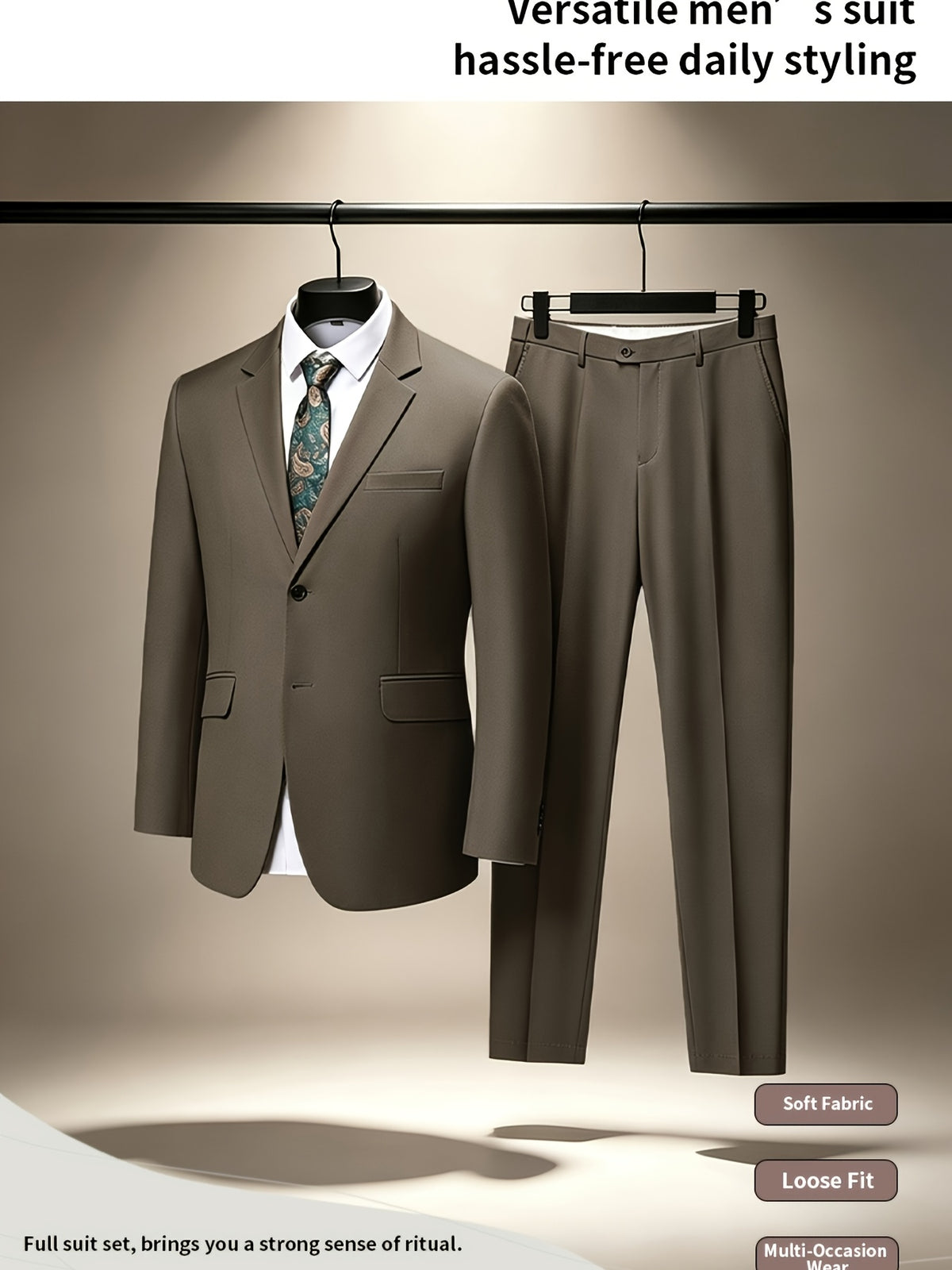Costume 2 pièces uni pour homme grande taille
