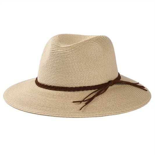 Chapeau femme été noir à large bord – Protection solaire élégante avec bande tressée