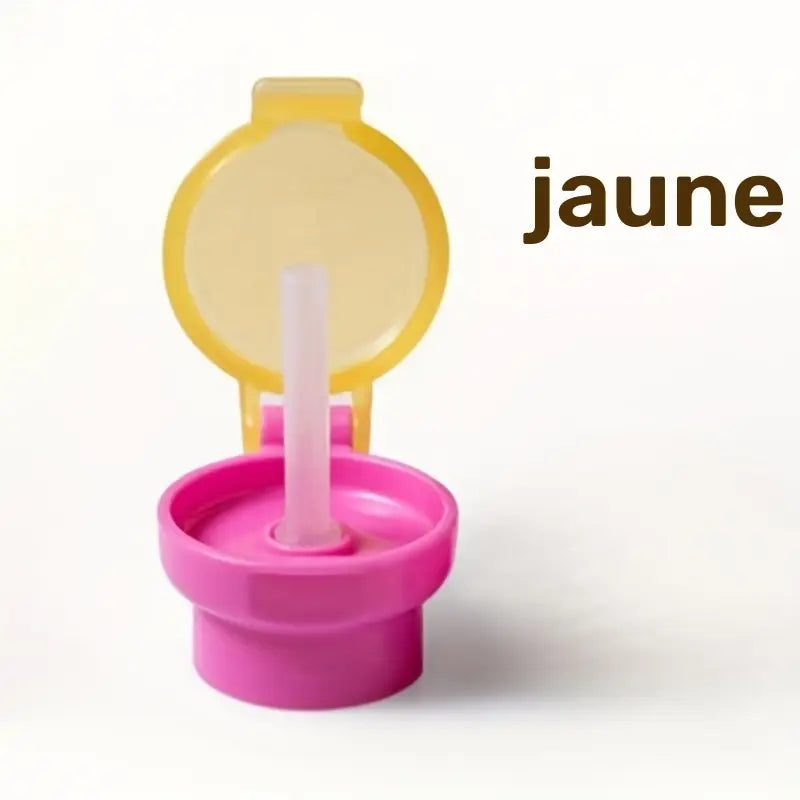Bouchon Adaptateur Universel avec Paille Réutilisable, Couvercle Coloré Bleu ou Jaune, Pratique et Étanche pour Biberon et Gourde