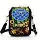 Sac bandoulière femme brodé, coloris Noir bleu