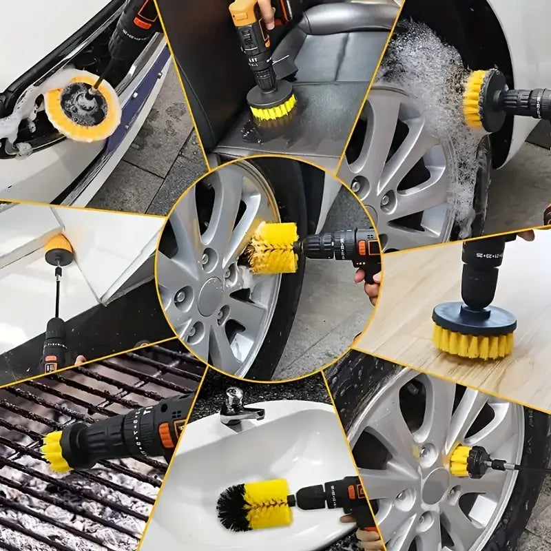 Brosses de nettoyage voiture pour perceuse – Kit 3/7 pièces multifonctions pour entretien intérieur et sièges