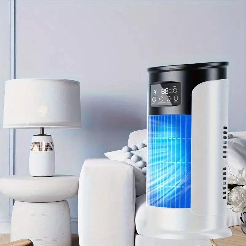 Ventilateur Refroidisseur d’Air avec Écran Tactile LED – Purificateur Silencieux 4 en 1 avec Minuterie, Brumisation et Vitesses Réglables