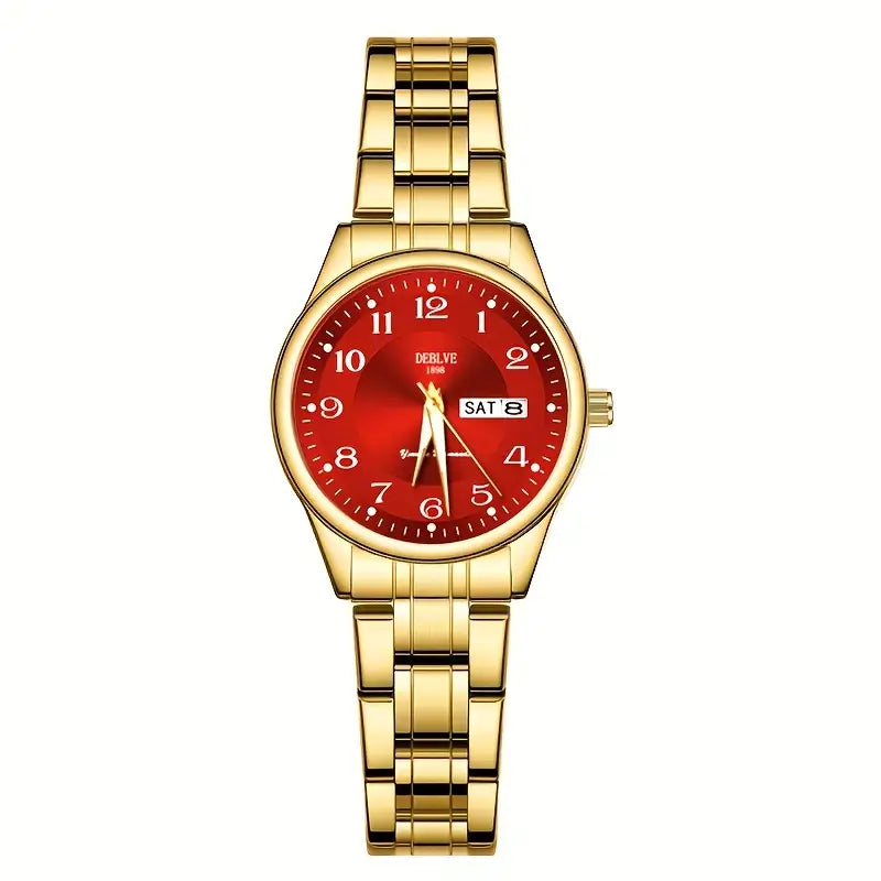 Montre femme acier bicolore argent et or – Quartz lumineux avec affichage date