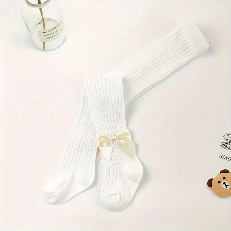 Chaussettes Hautes Fille Noires avec Nœud – Chaussettes Enfant Élégantes et Confortables