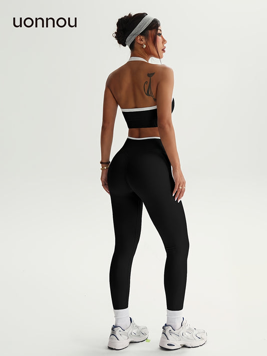 Soutien-gorge de sport à nuque nouée avec bordures colorées