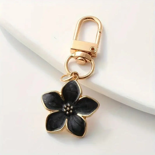 Porte-clés fleur en métal doré – Breloque élégante et féminine pour femme