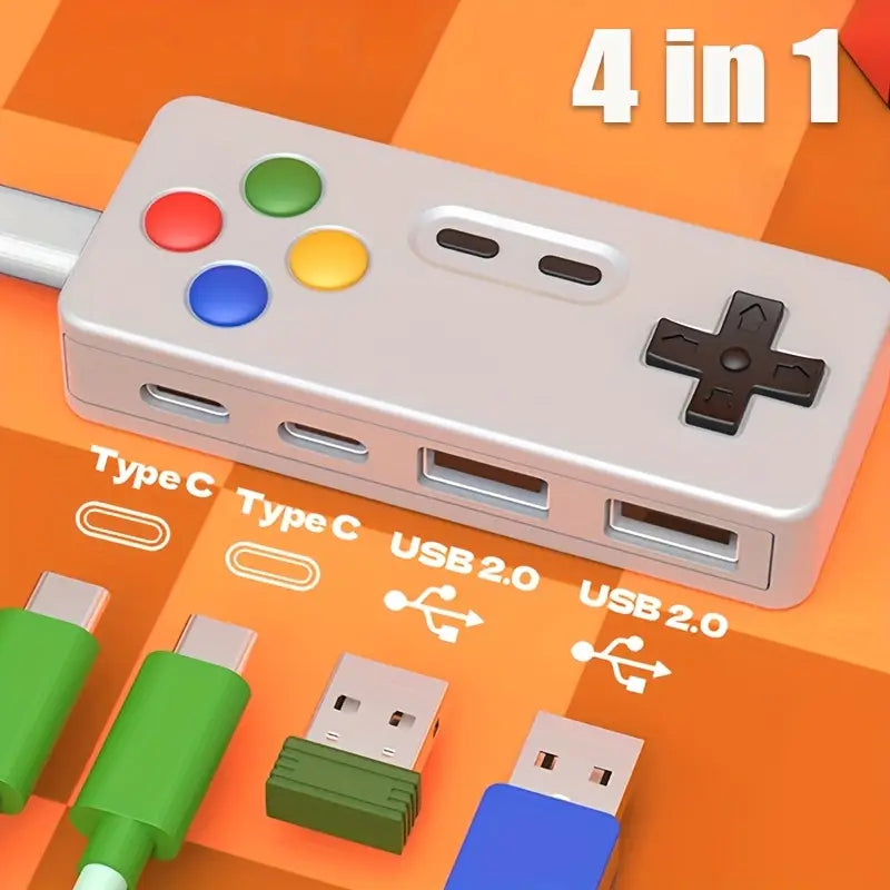 Hub USB Multiport 4 Ports – Design Manette Rétro Gaming pour PC et Laptop | Hubs et Adaptateurs