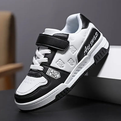 Chaussures garçon vert et blanc à scratch – Sneakers confortables sans lacets sport et école