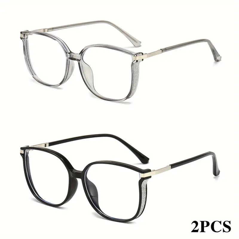 Lot de 2 lunettes de vue femme – Monture noire élégante avec détails métalliques