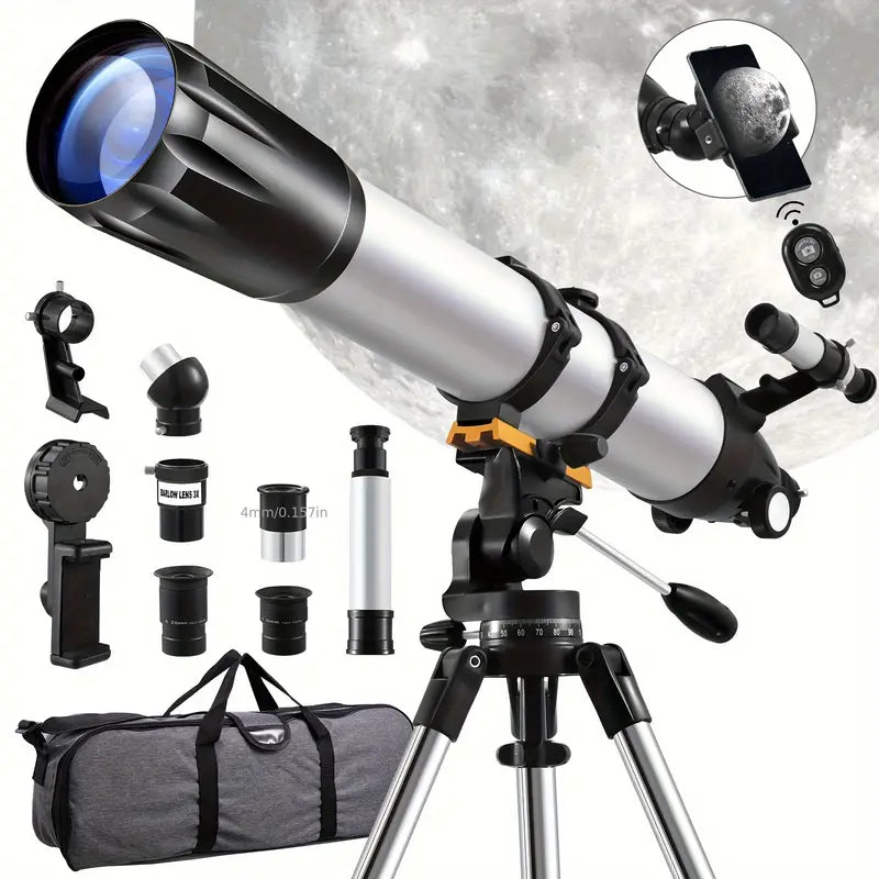 Télescope Astronomique avec Trépied et Accessoires – Observation Lunaire et Planétaire Éducative