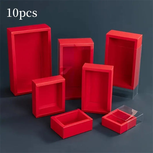 Boîtes cadeaux dorées avec couvercle transparent (lot de 10) – Emballages élégants pour pâtisseries, bijoux ou événements