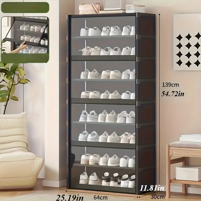 Meuble de Rangement à Chaussures avec Porte Transparente – Organisateur Empilable pour Boutique et Dressing