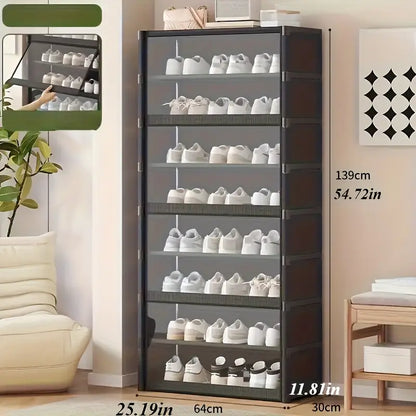 Meuble de Rangement à Chaussures avec Porte Transparente – Organisateur Empilable pour Boutique et Dressing
