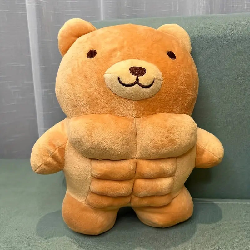 Peluche Lion/Ours Musclé – Doudou Original avec Abdos pour Enfants et Fans de Peluches Amusantes