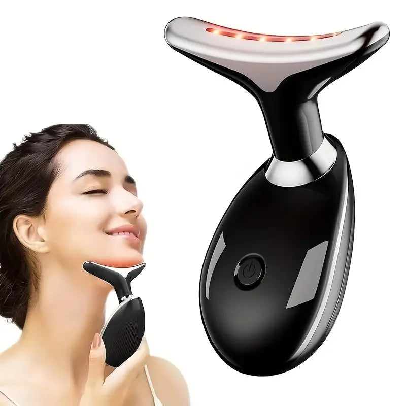 Masseur Électrique Visage Chauffant – Raffermissant Cou & Menton avec Lumière LED Anti-Âge