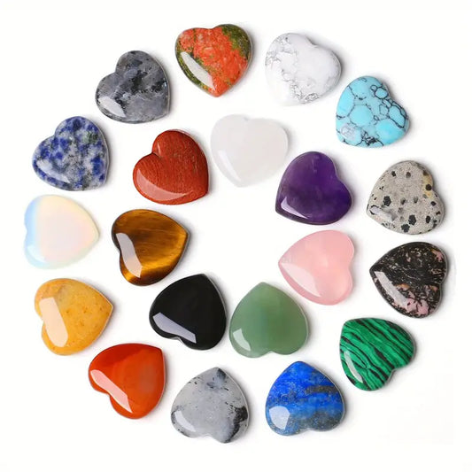 Pierres précieuses en vrac en forme de cœur – Cristaux naturels polis multicolores pour lithothérapie, méditation et décoration